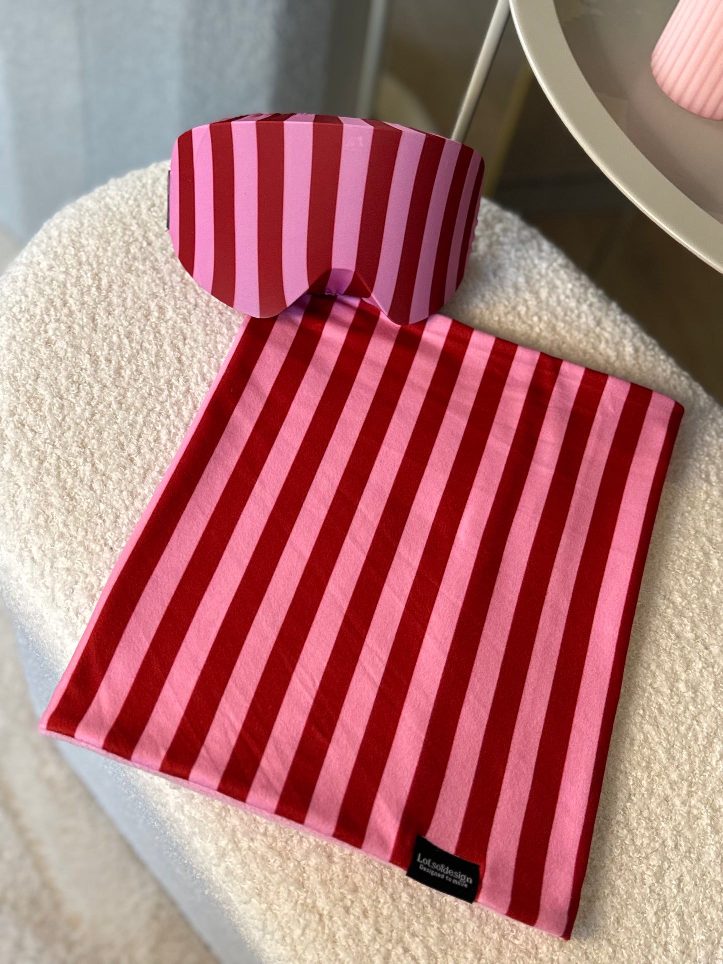Skibril hoesje pink stripes | Lotsofdesign
