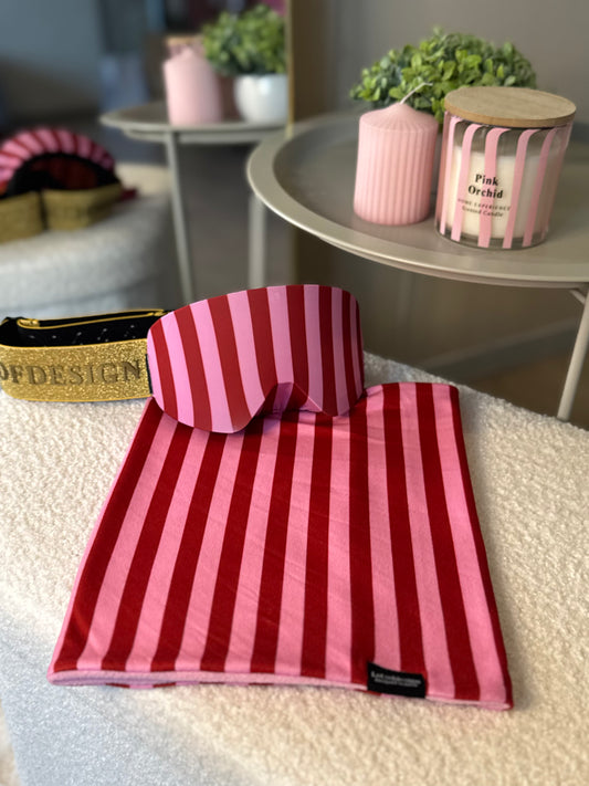 Skibril hoesje roze en rode strepen