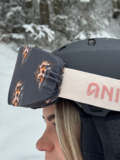 Skibril hoesje met panterbliksems