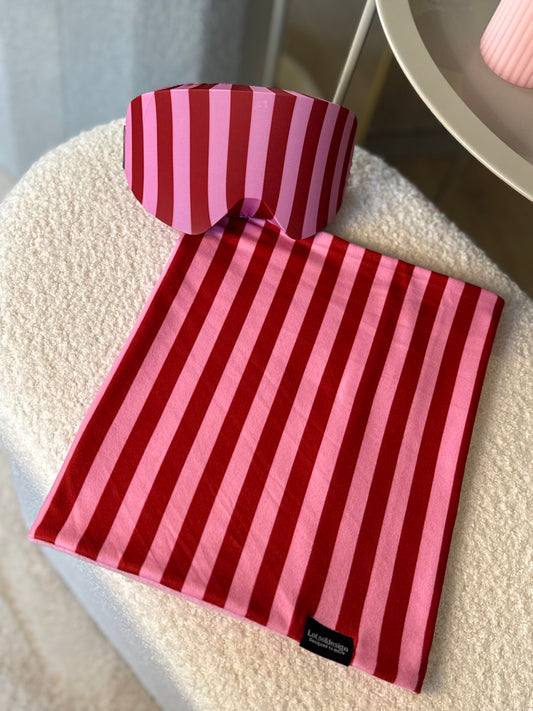 Skibril hoesje pink stripes | Lotsofdesign