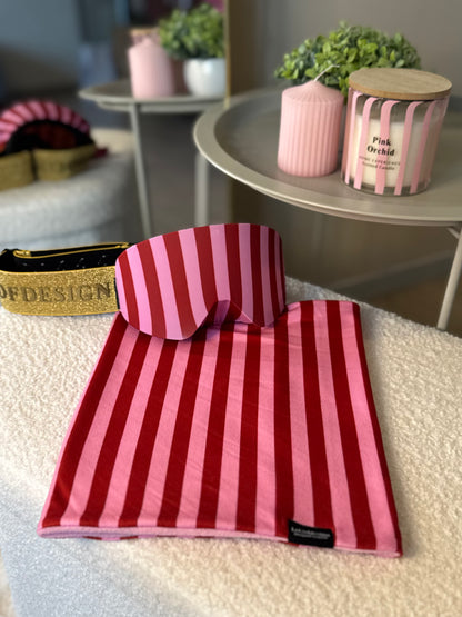 Skibril hoesje roze en rode strepen