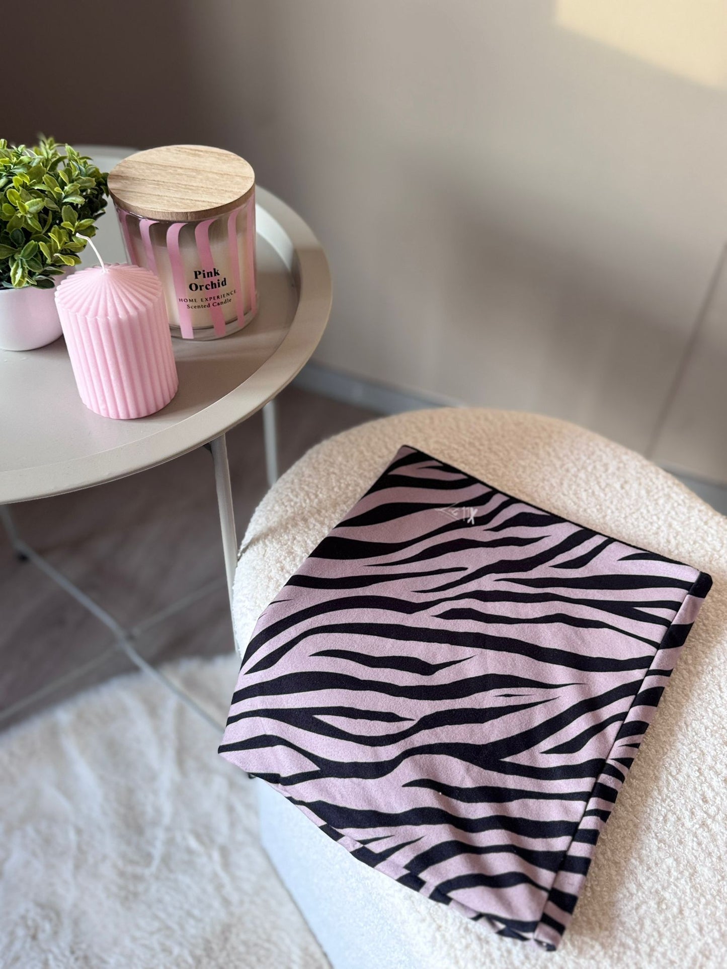 Skibuff met beige zebraprint