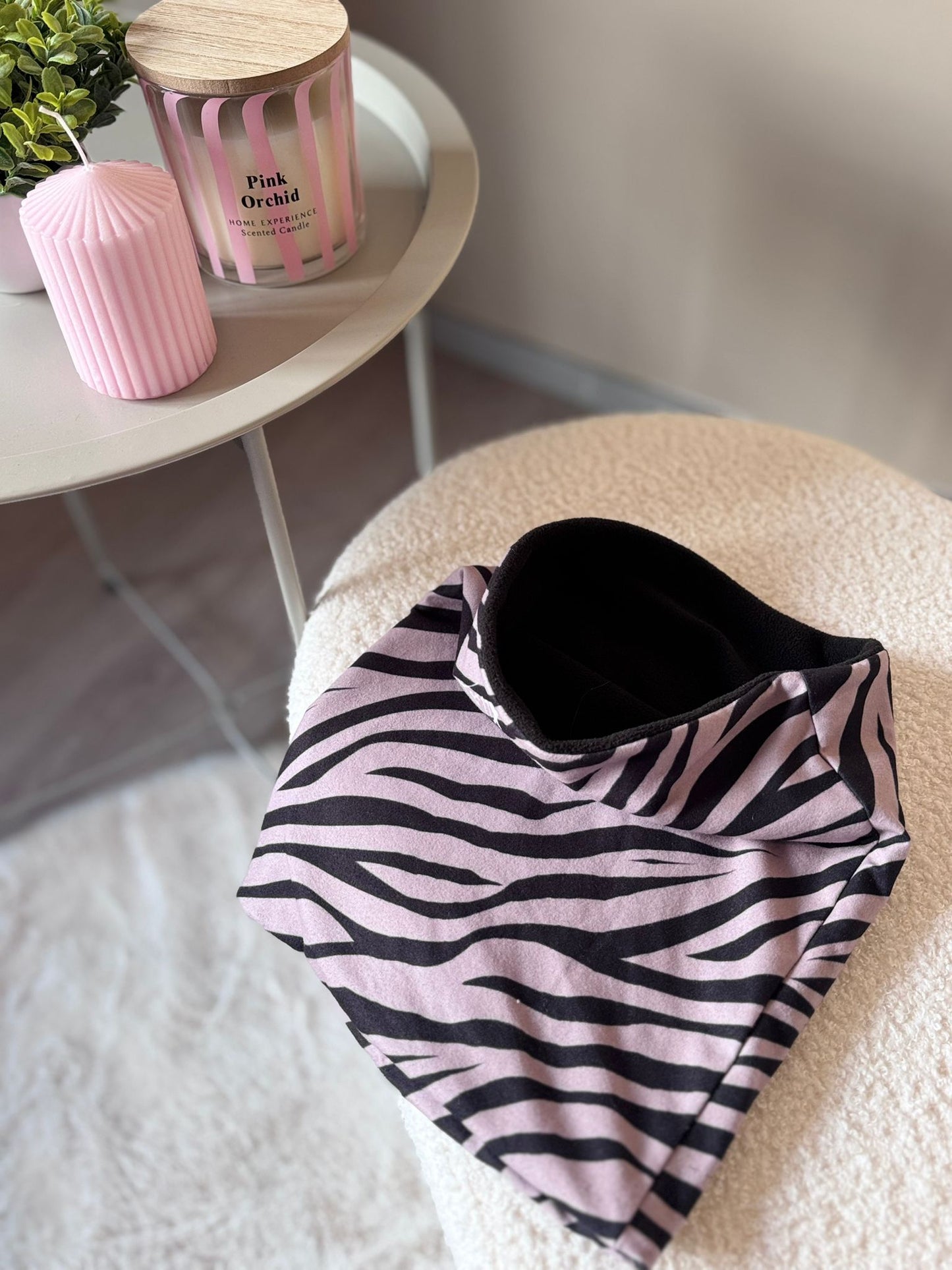 Skibuff met beige zebraprint