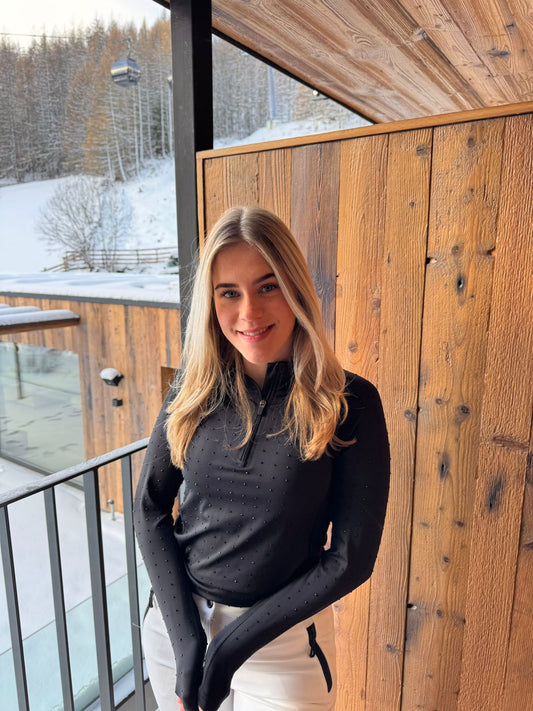 Zwarte ski pully met glittersteentjes | Lotsofdesign